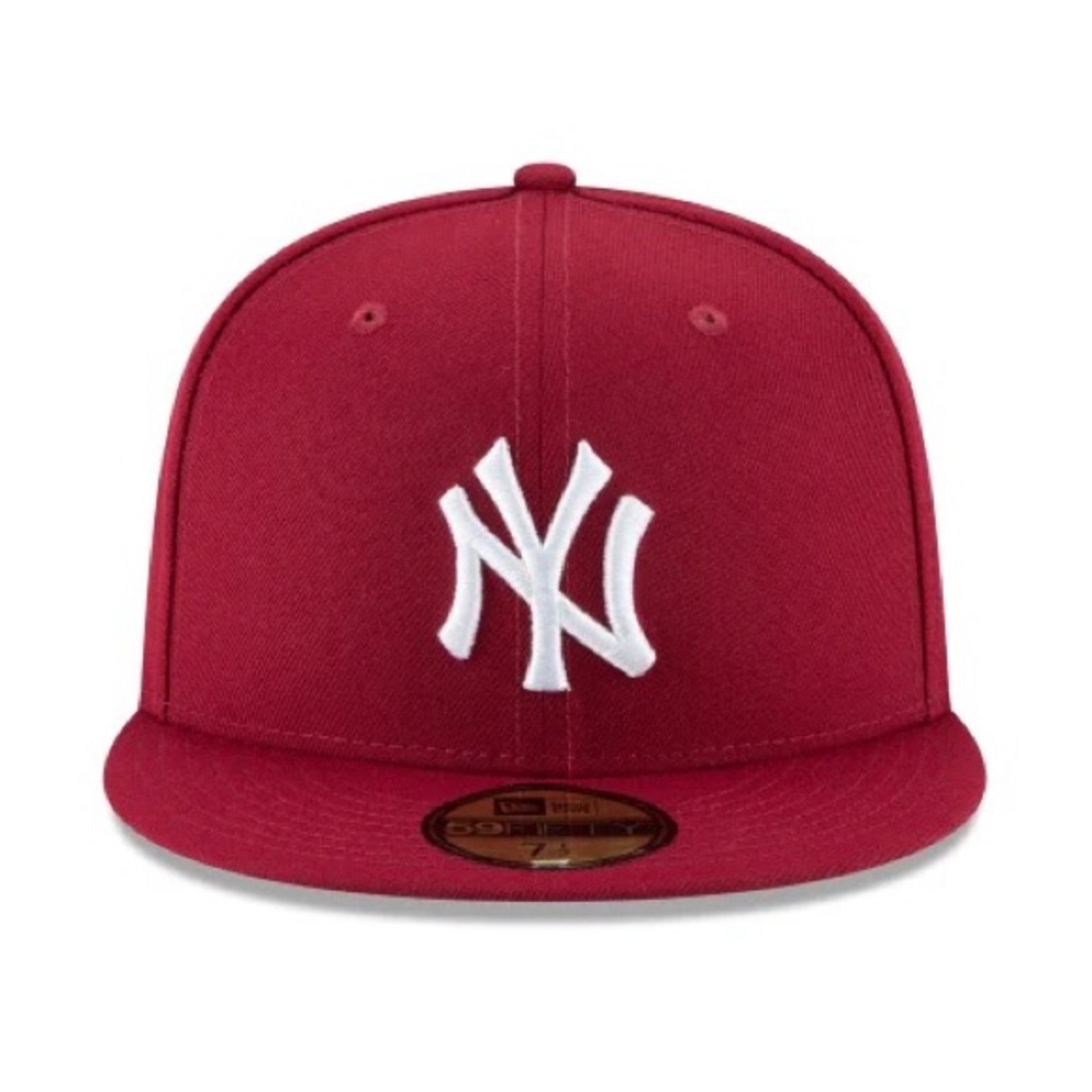New York Yankees Cardinal Red on White MLB 59Fifty Fitted
